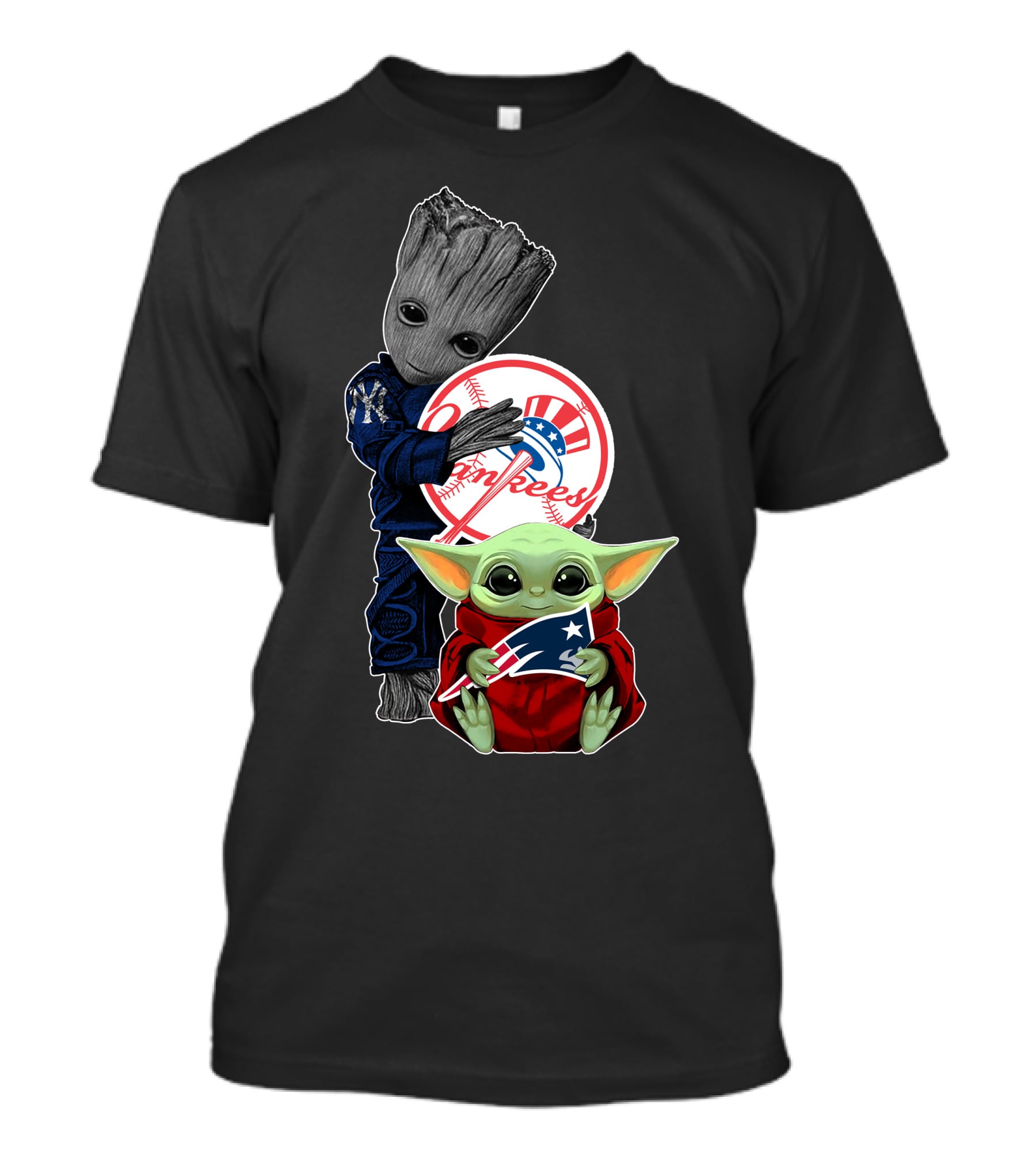 Yankees Groot Baby Yoda Patriots T-Shirt