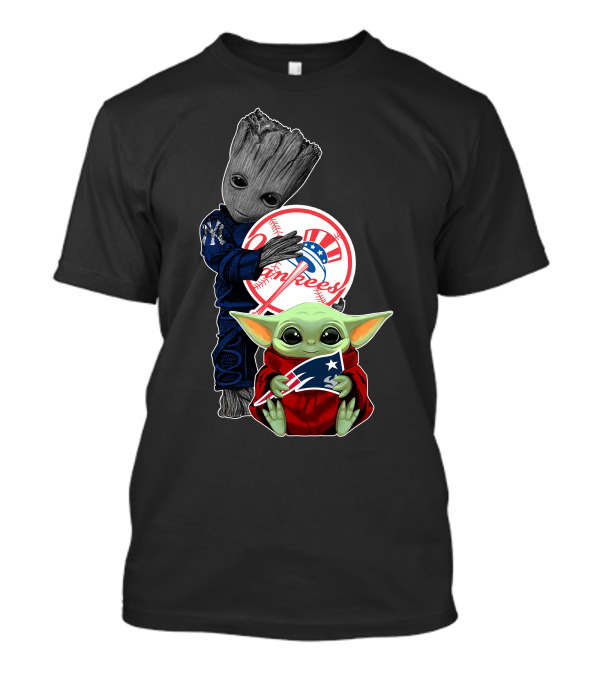 Yankees Groot Baby Yoda Patriots T-Shirt