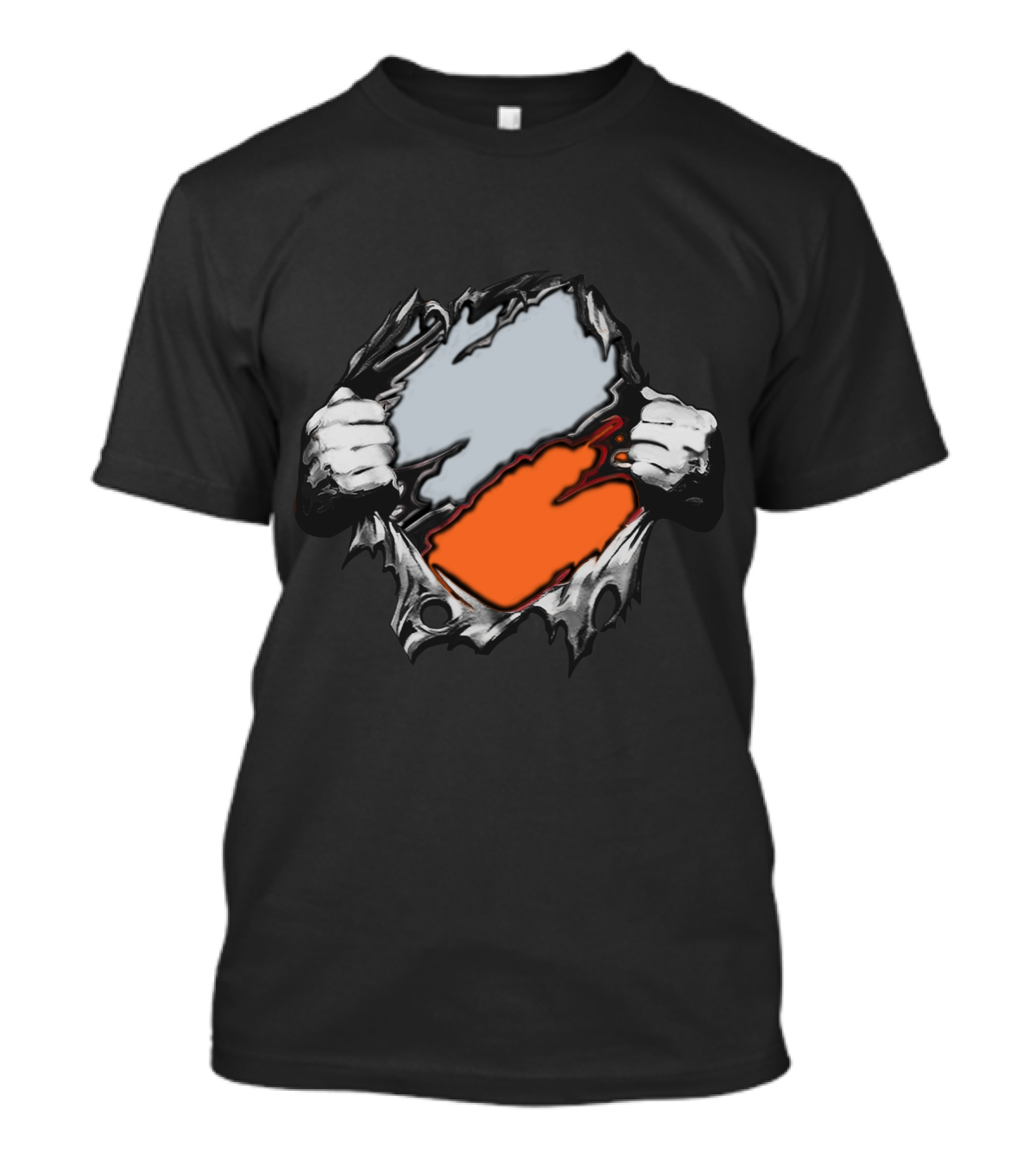 Be Whi Ripping Through Layers Orange And Gray T-Shirt