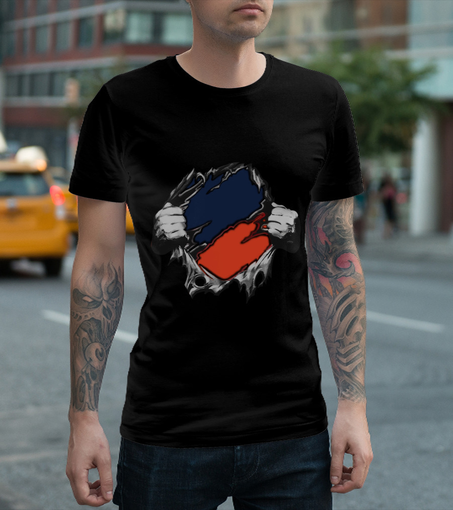 Bro Yan Blue Orange Ripped T-Shirt