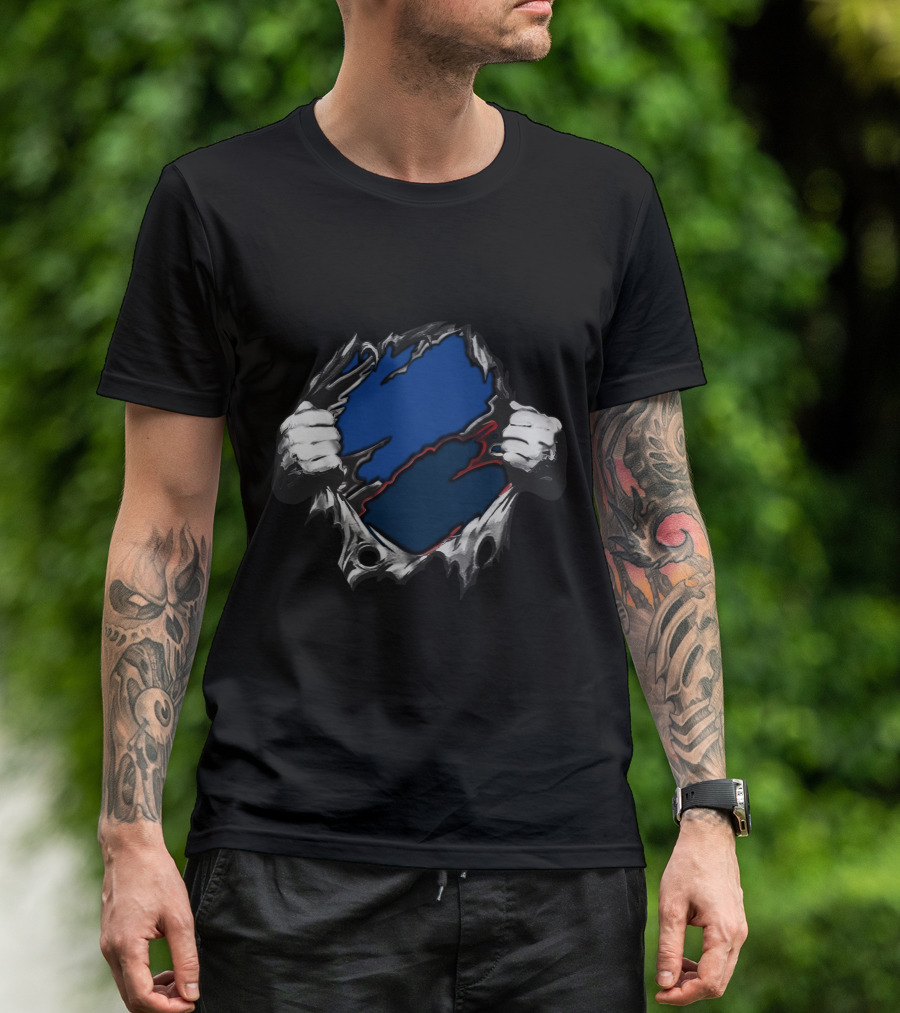 Co LA Ripped Hands Blue And Red T-Shirt