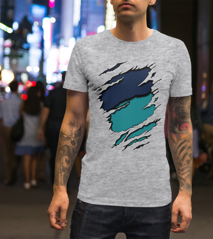 7Do Ya Ripped Claw Marks Midnight Teal T-Shirt