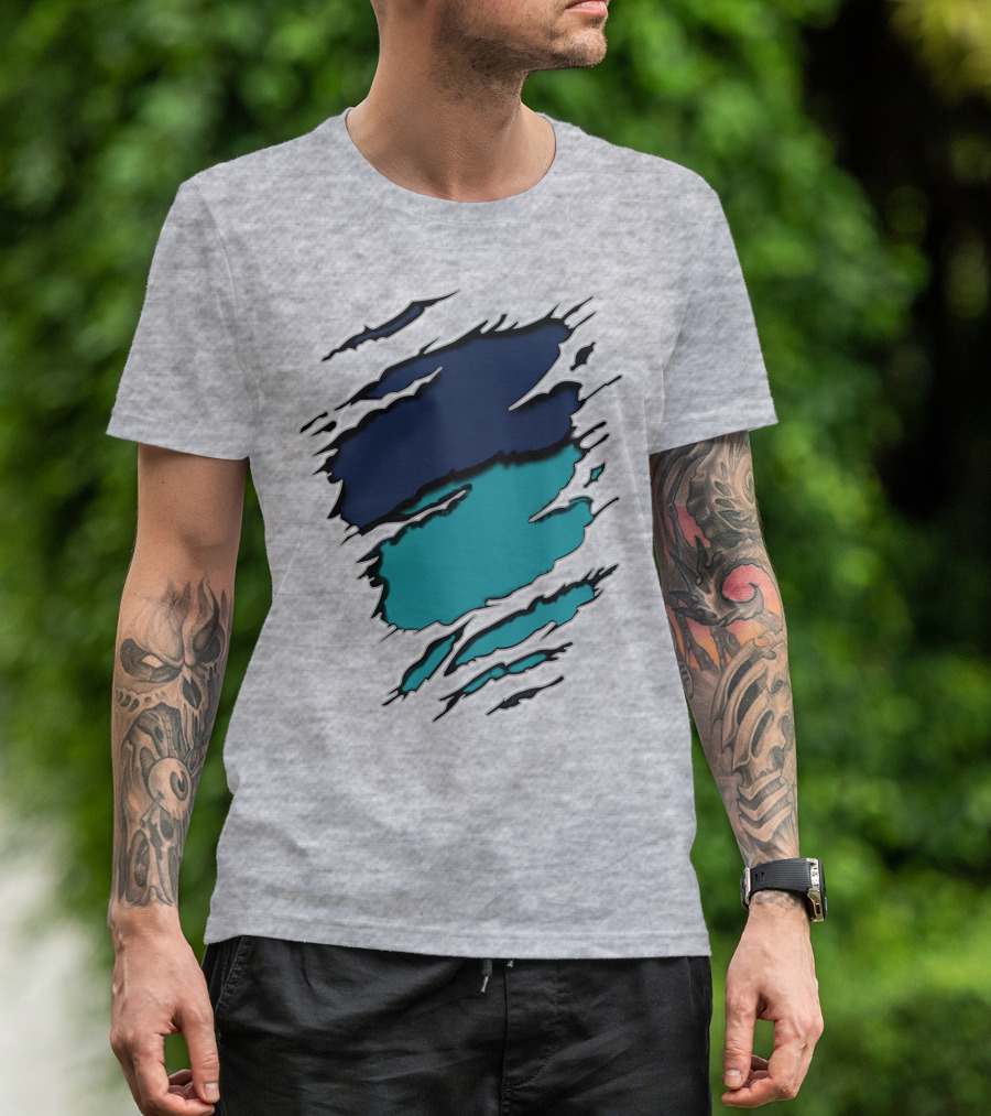 7Do Ya Ripped Claw Marks Midnight Teal T-Shirt