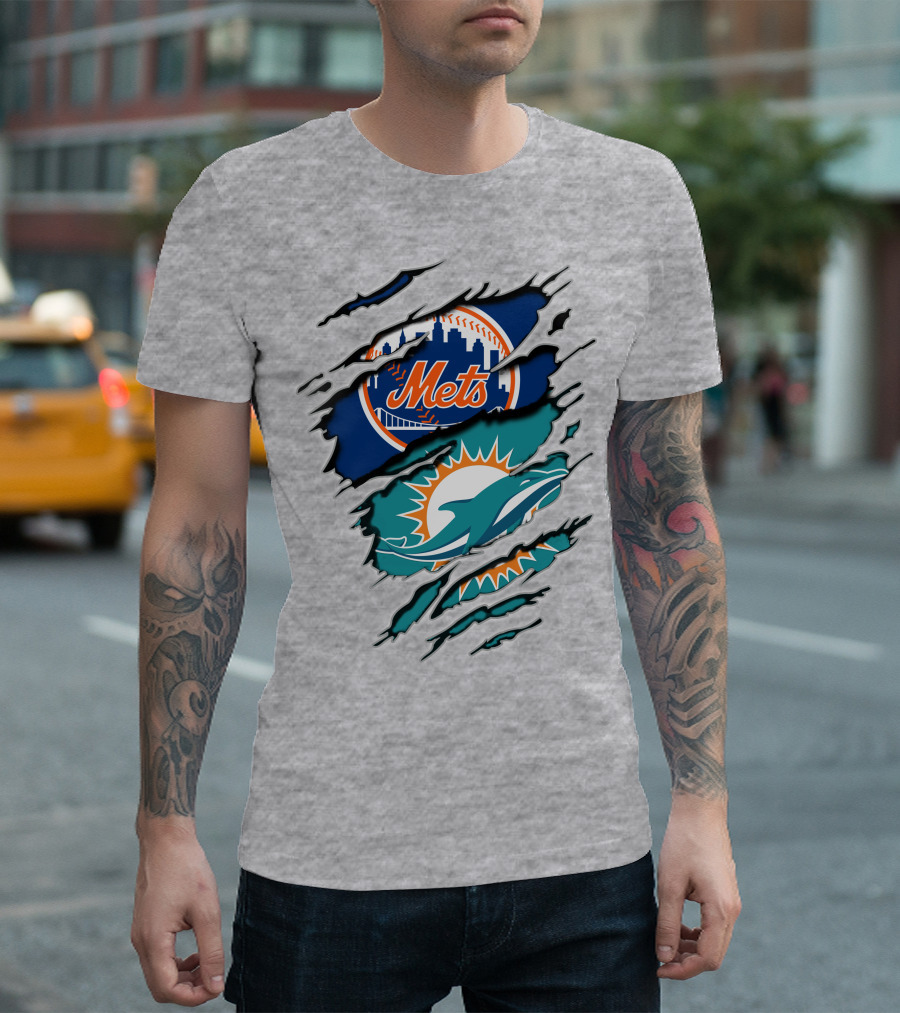 Mets Dolphins Crossover Sports Fan T-Shirt