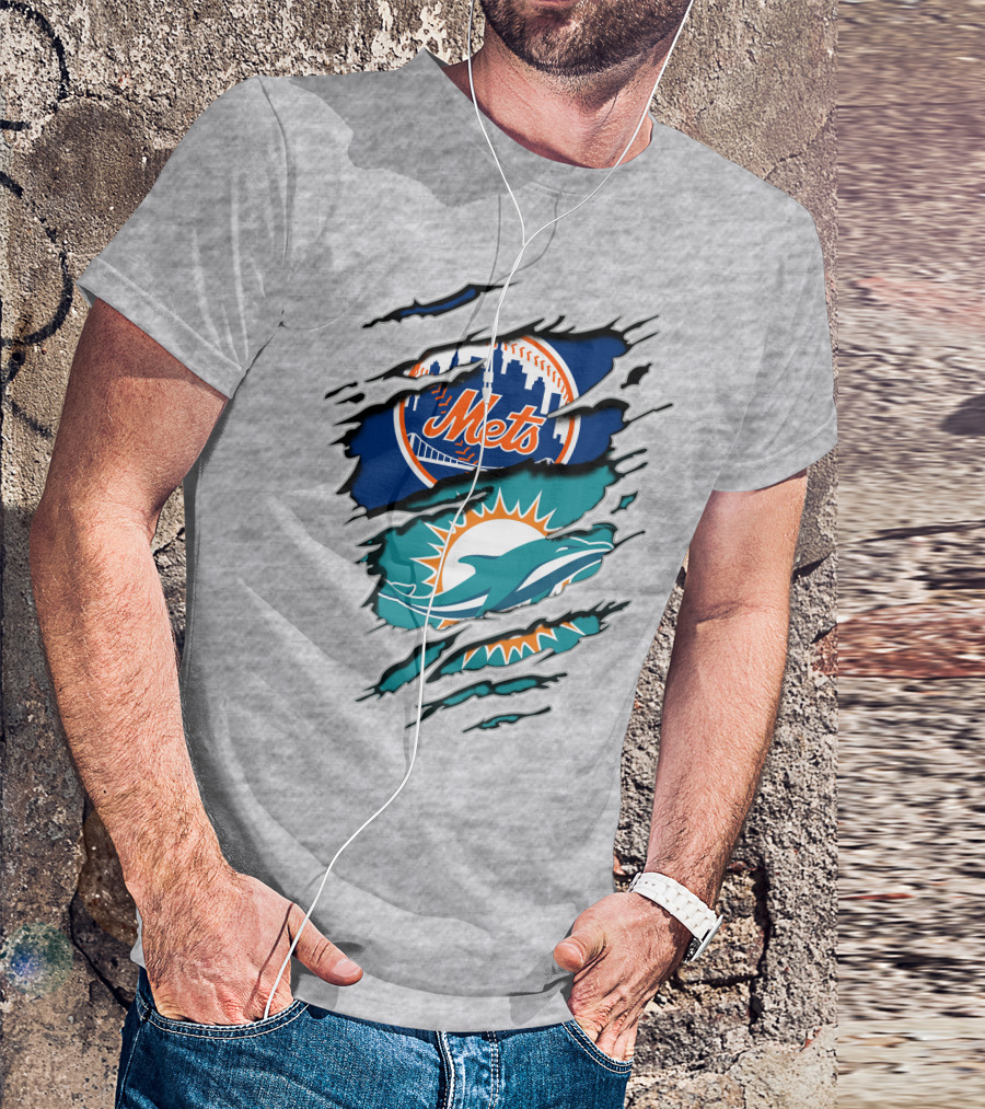 Mets Dolphins Crossover Sports Fan T-Shirt