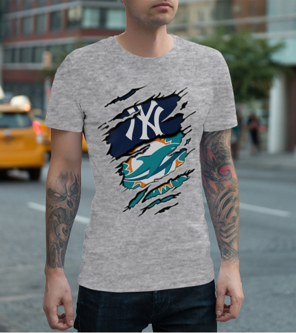 New York Yankees Miami Dolphins Crossover T-Shirt