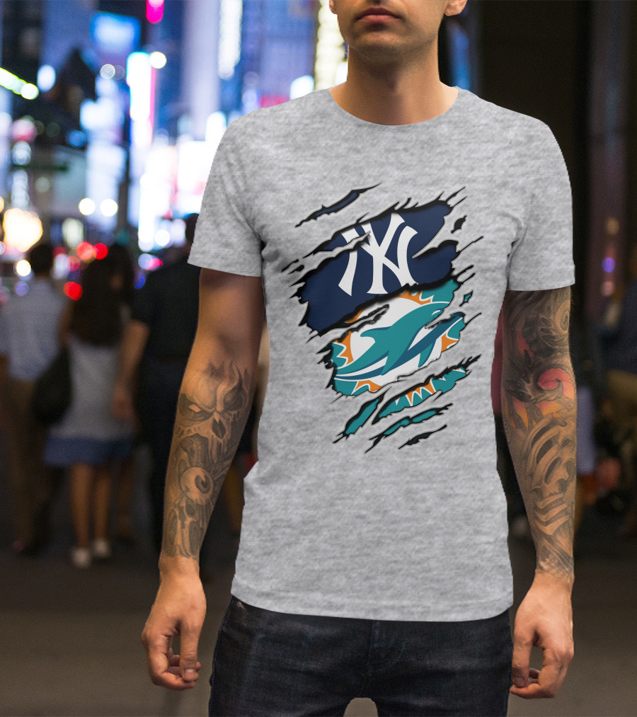 New York Yankees Miami Dolphins Torn Layered T-Shirt