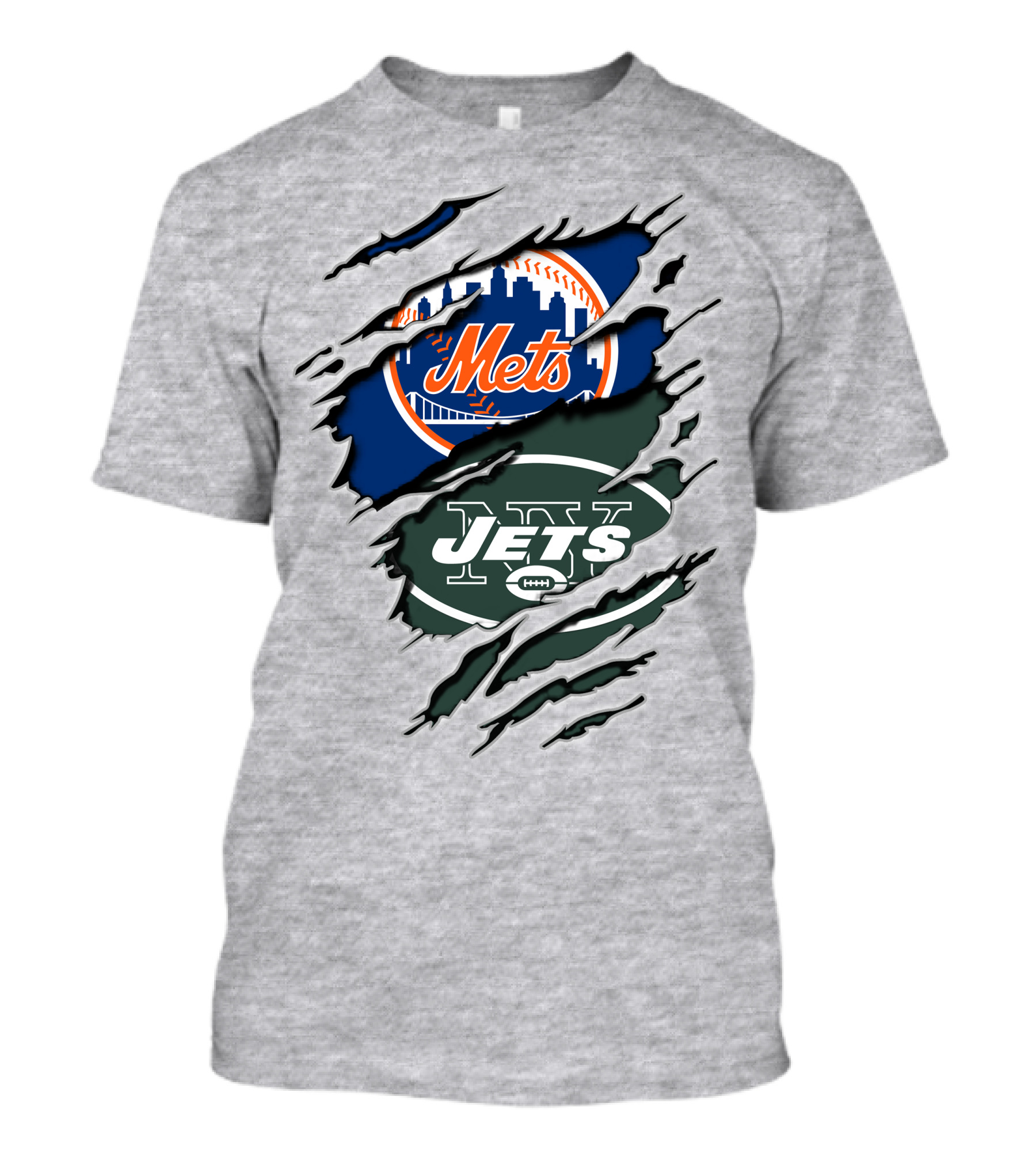 Mets Jets Logo Ripped Skyline T-Shirt
