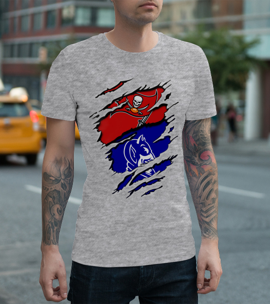 Buccaneers Duke Pirate Flag And Blue Devil Fusion T-Shirt