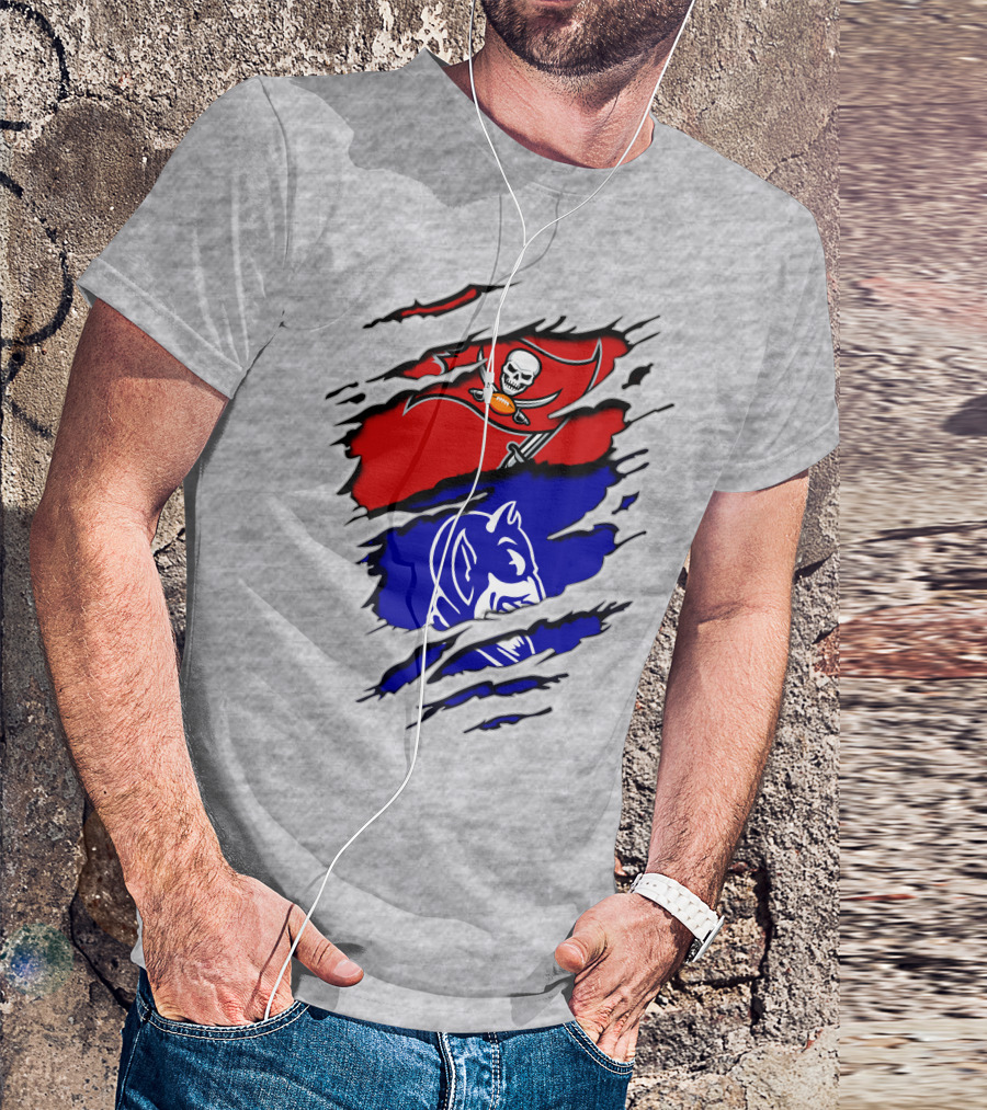 Buccaneers Duke Pirate Flag And Blue Devil Fusion T-Shirt