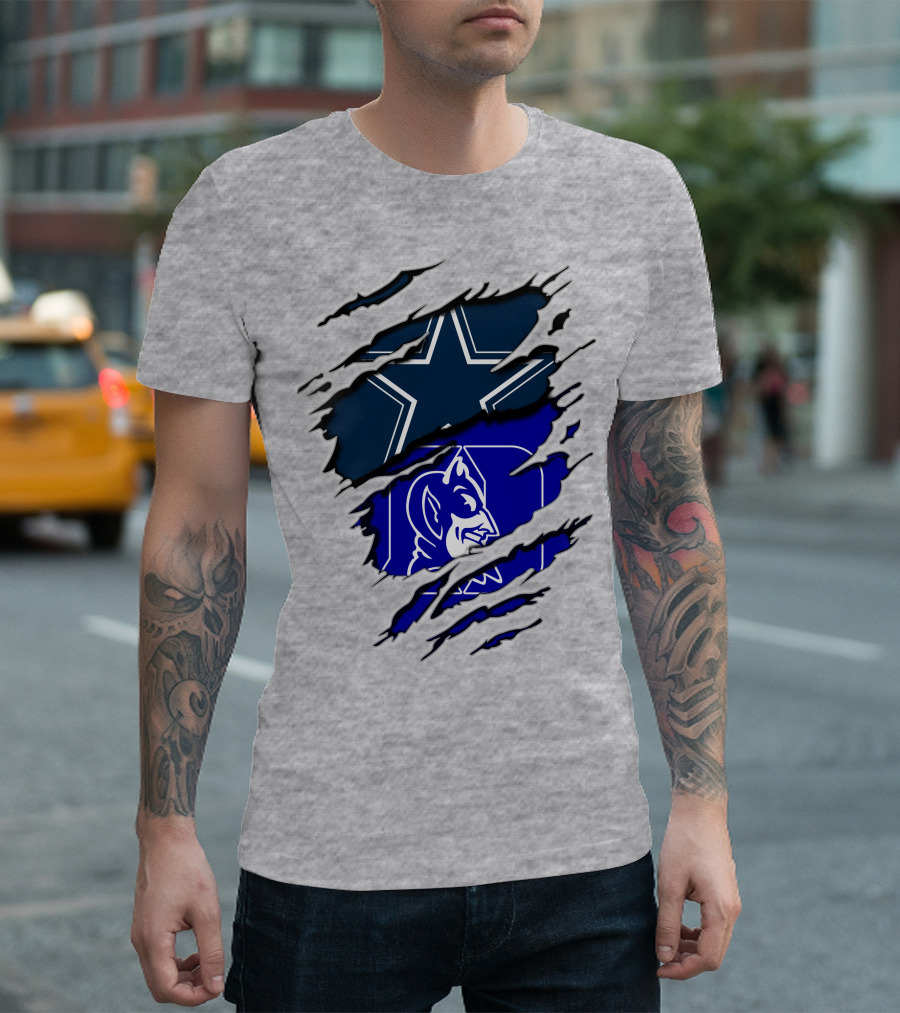 Dallas Cowboys Star and Duke Blue Devils Logo Fusion T-Shirt