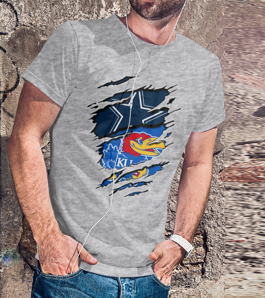 Kansas Cowboys Jayhawks KU Star Blue Red T-Shirt