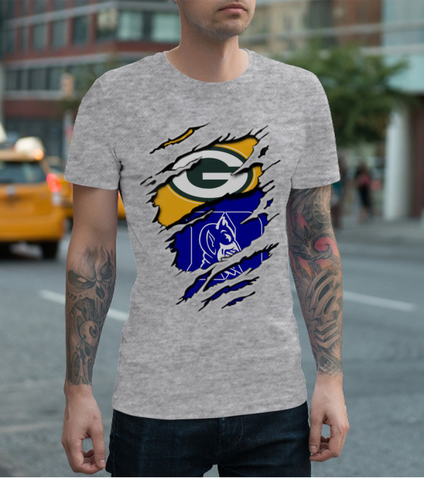 Green Bay Packers Duke Blue Devils Fusion T-Shirt