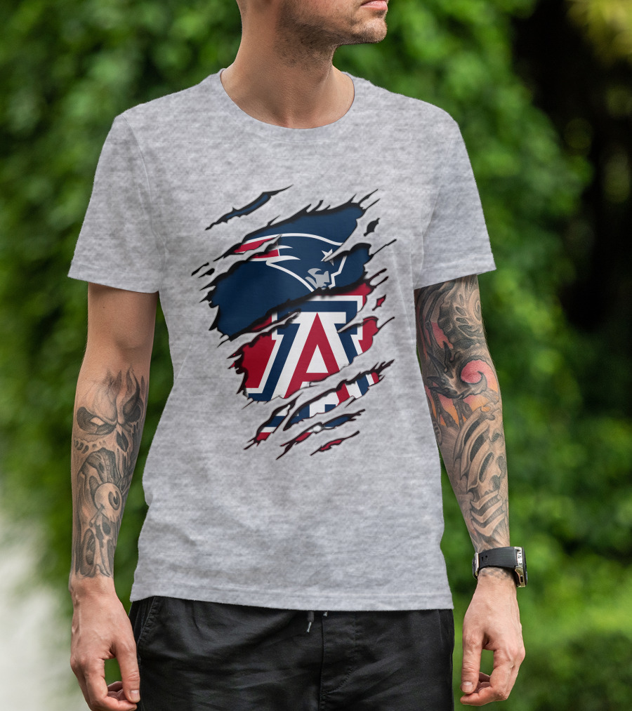 New England Patriots Arizona Wildcats Claw Rip T-Shirt