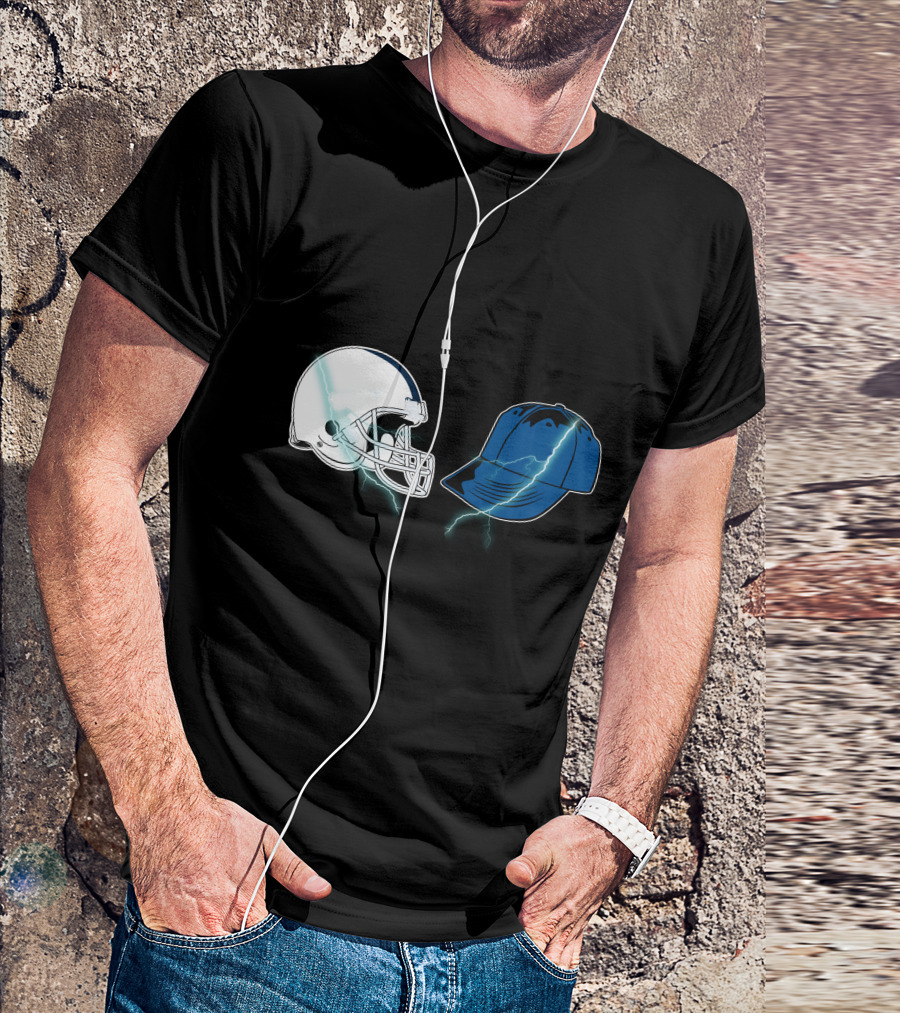 Football Helmet Cap Lightning Showdown T-Shirt
