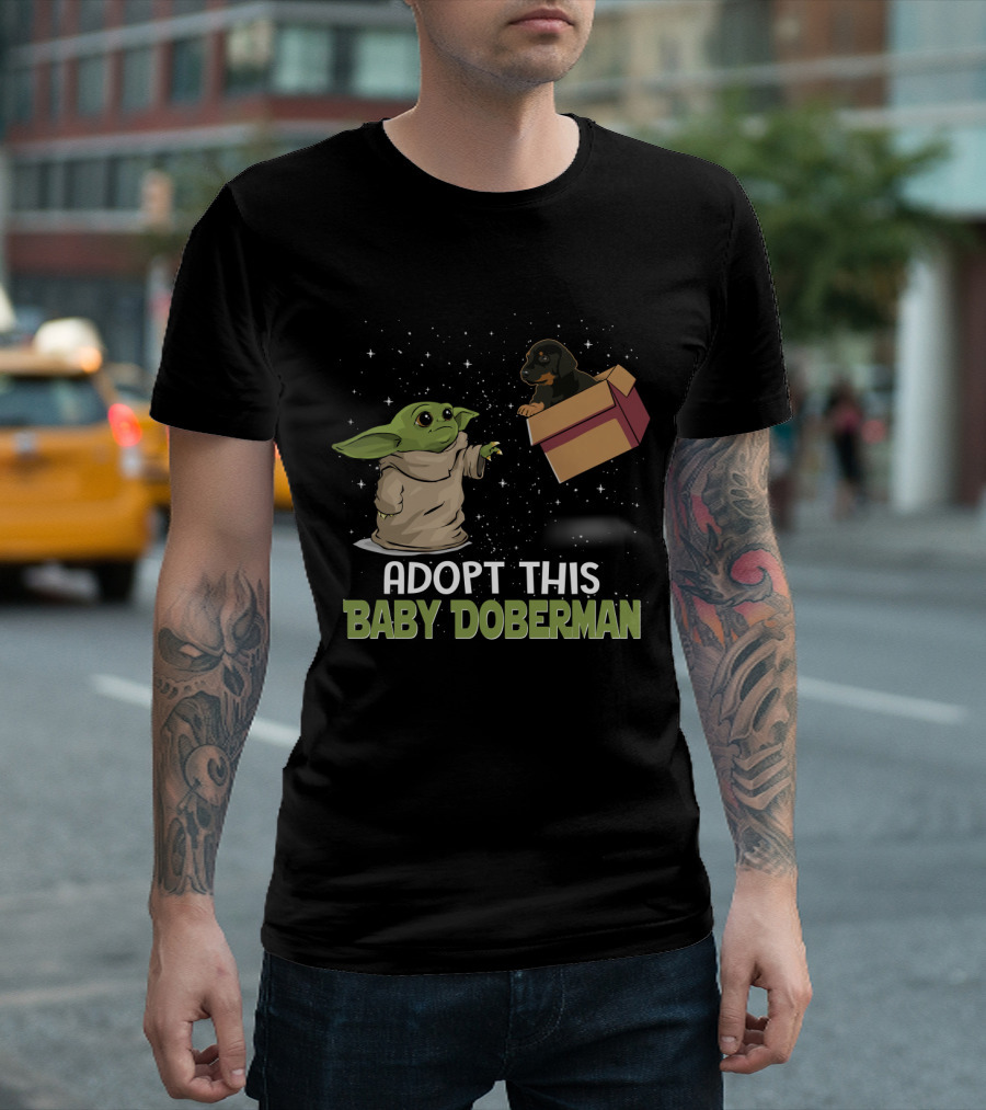 Adopt This Baby Doberman Baby Yoda Puppy Star Wars T-Shirt