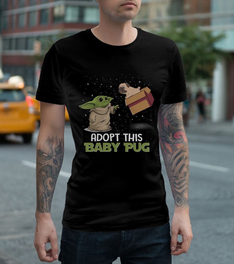 Adopt This Baby Pug Baby Yoda Floating Box T-Shirt