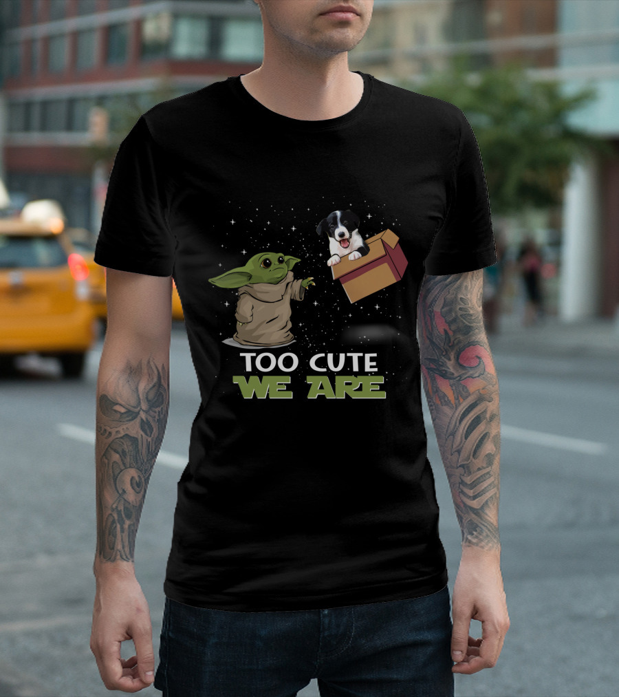 Too Cute We Are Baby Yoda and Border Collie T-Shirt