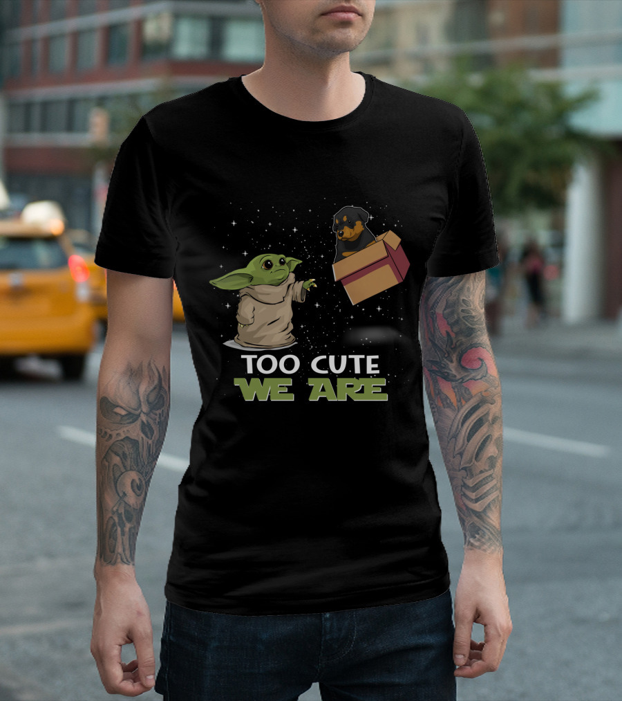 Too Cute We Are Baby Yoda Rottweiler In Space T-Shirt