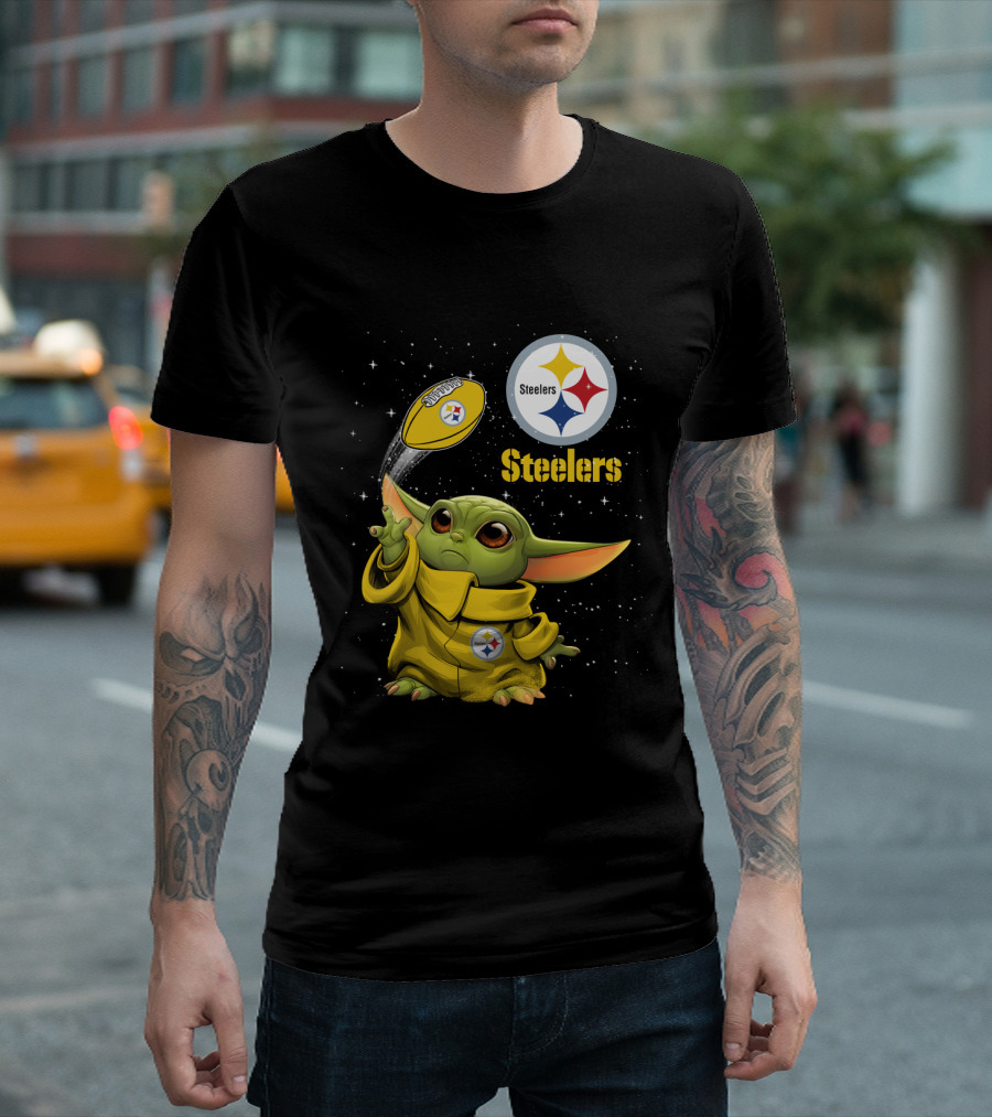 Baby Yoda Steelers Football Star Wars Grogu Pittsburgh NFL Fan Gear T-Shirt