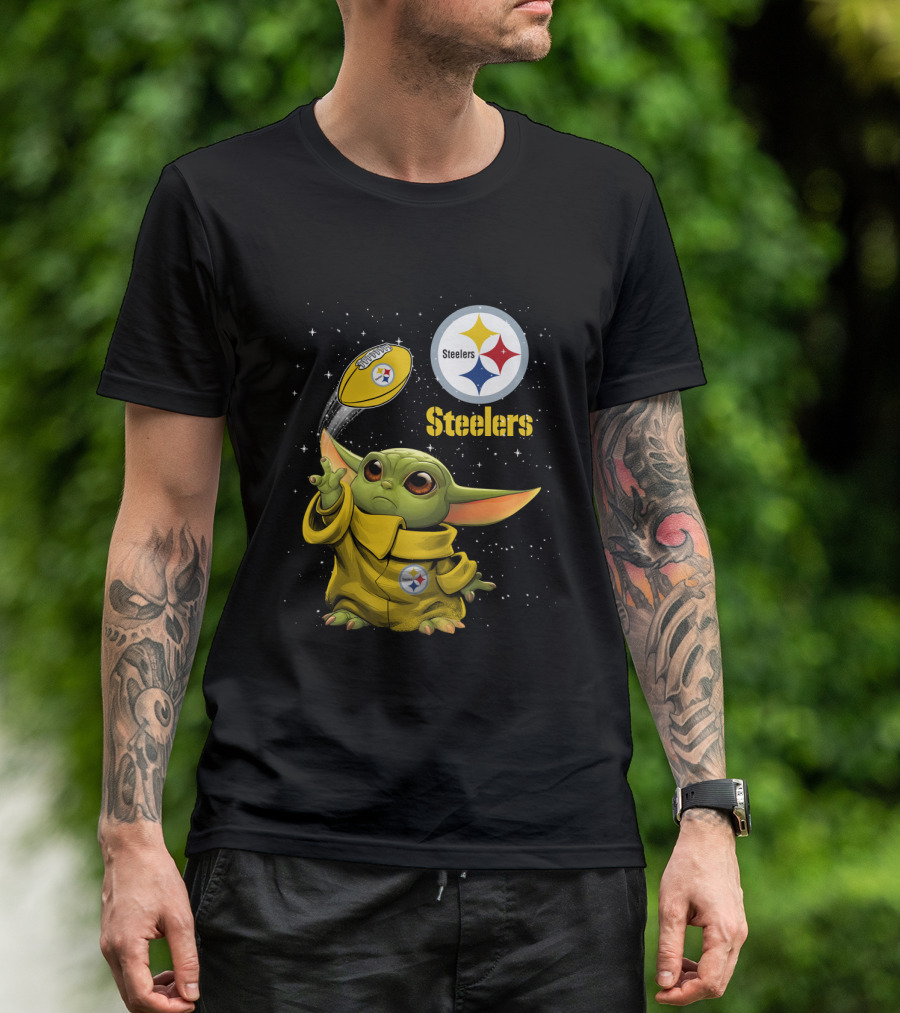Baby Yoda Steelers Football Star Wars Grogu Pittsburgh NFL Fan Gear T-Shirt