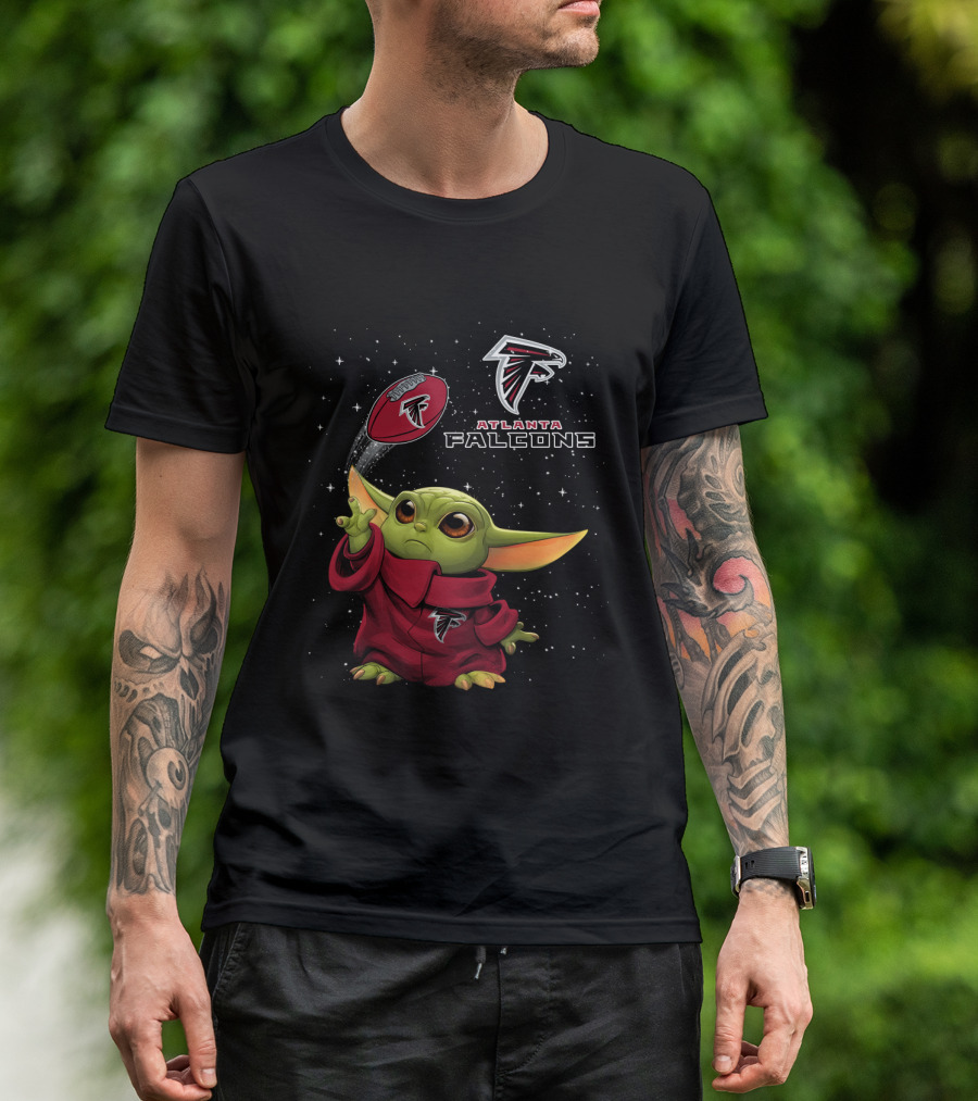 Atlanta Falcons Baby Yoda Star Wars Crossover Football Fan T-Shirt