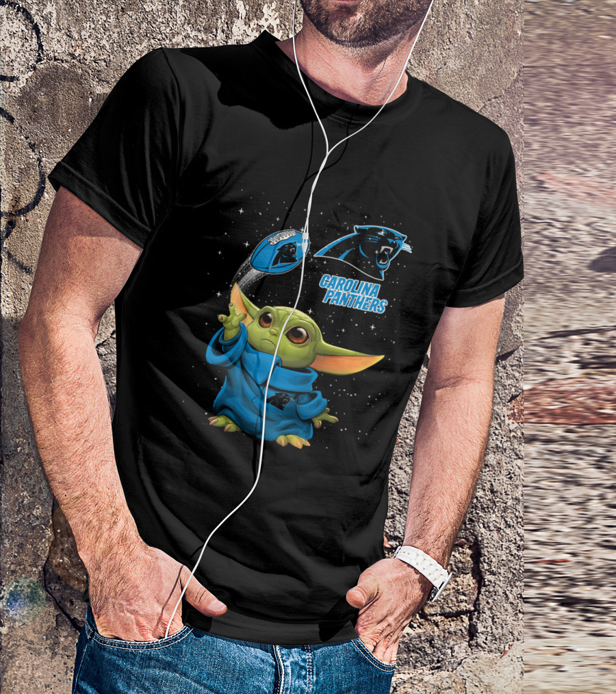 Baby Yoda Carolina Panthers Football Force Fan Gear T-Shirt