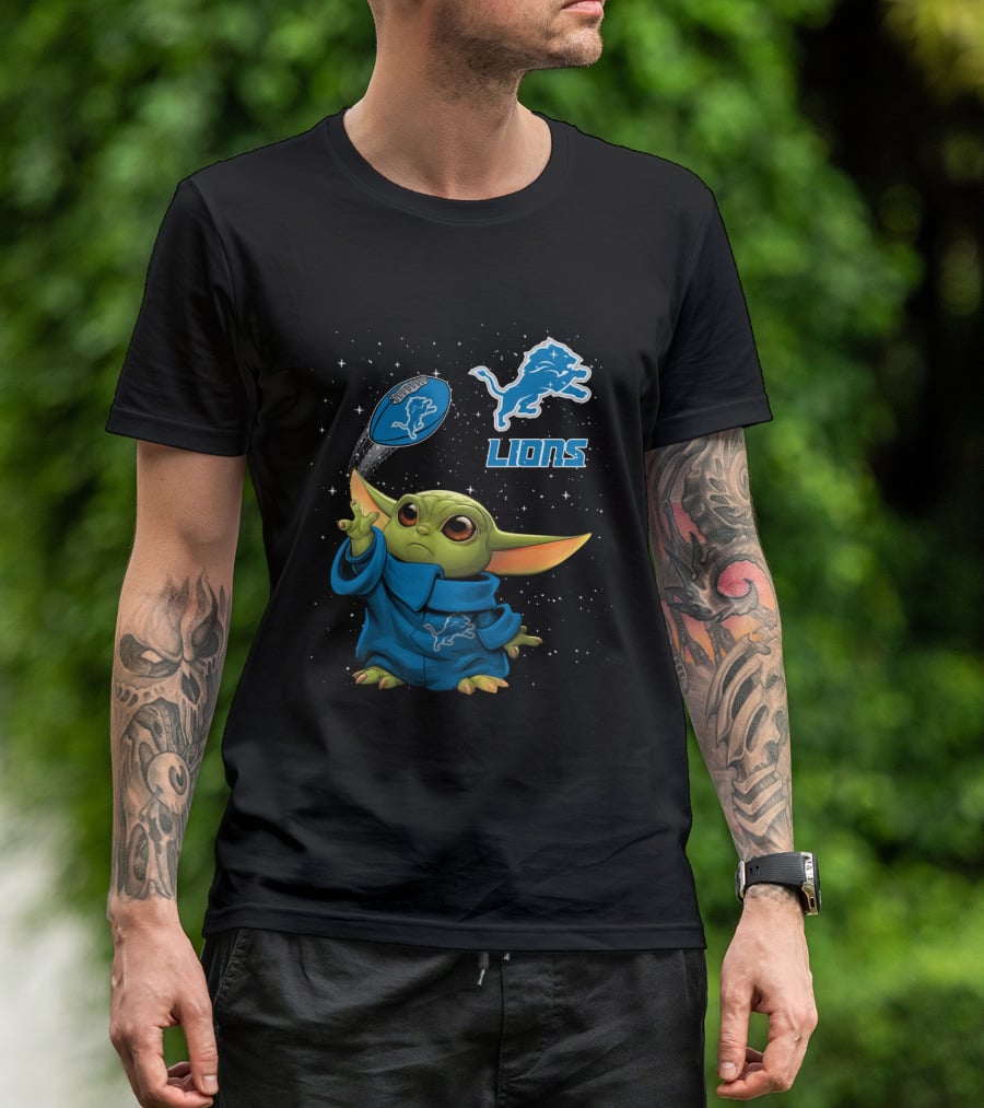 Baby Yoda Detroit Lions Football Force T-Shirt
