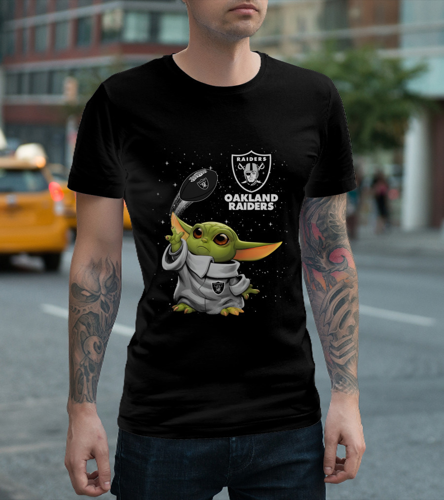 Baby Yoda Oakland Raiders Football Star Wars Fan Merchandise T-Shirt