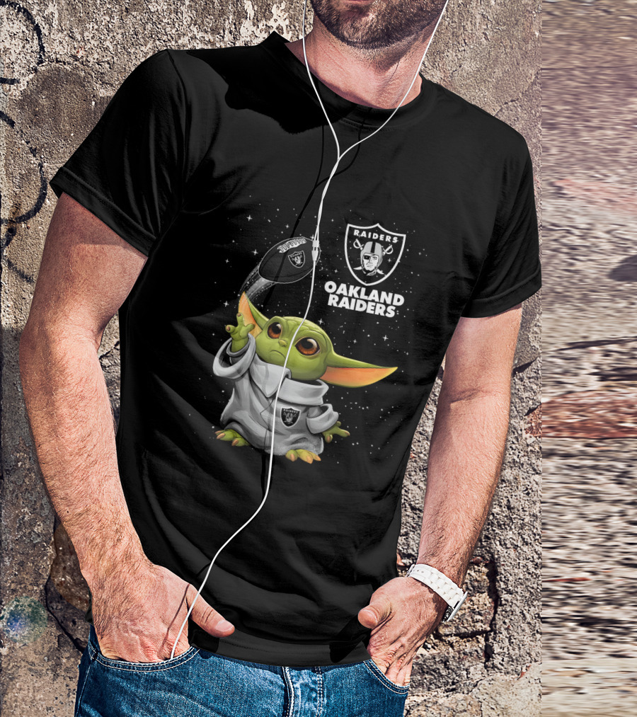 Baby Yoda Oakland Raiders Football Star Wars Fan Merchandise T-Shirt