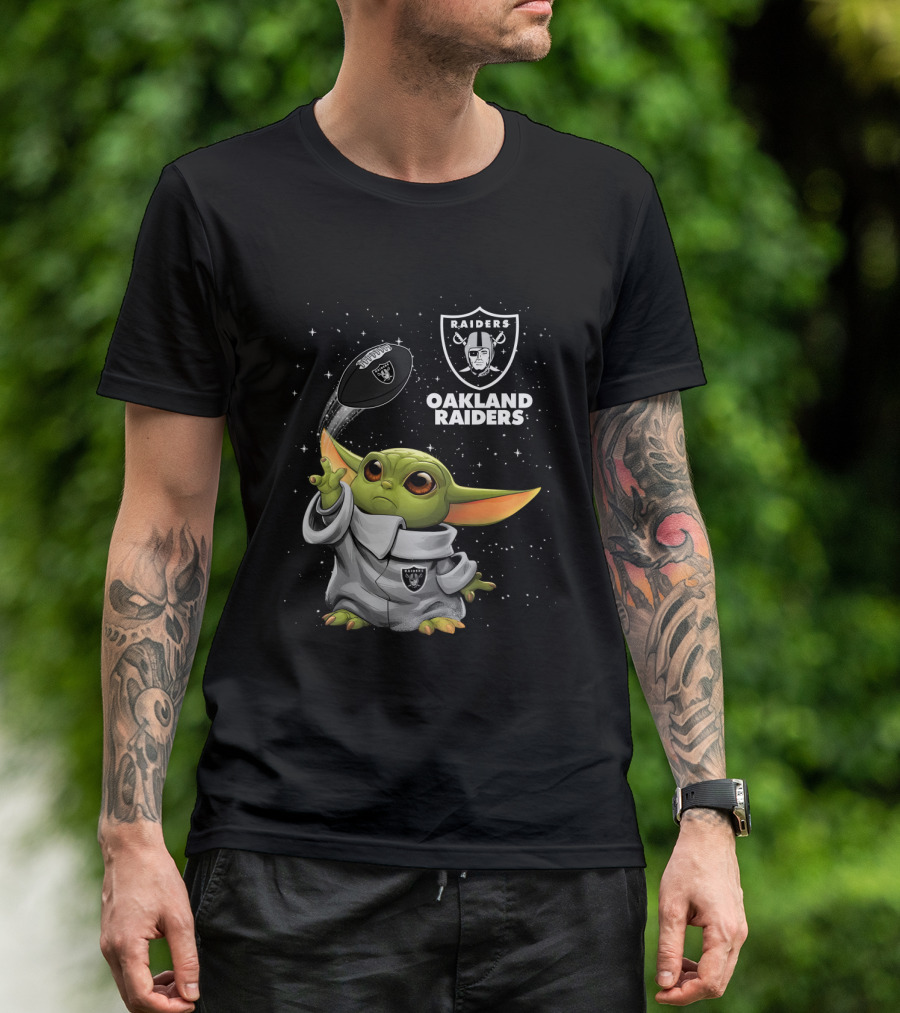 Baby Yoda Oakland Raiders Football Star Wars Fan Merchandise T-Shirt
