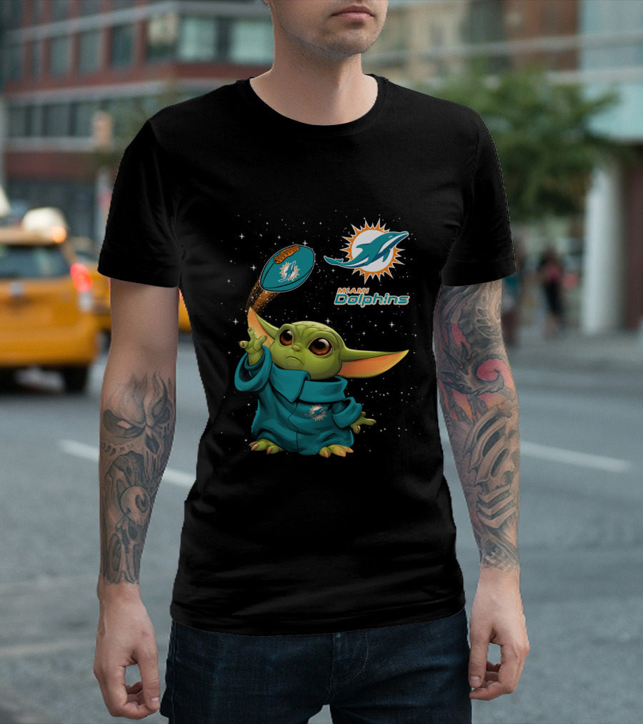 Baby Yoda Miami Dolphins Football Jedi Fan T-Shirt