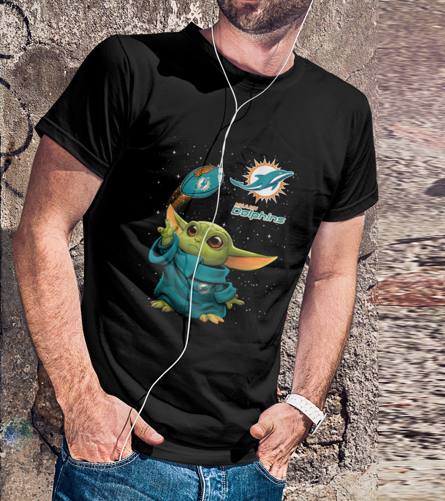 Baby Yoda Miami Dolphins Football Jedi Fan T-Shirt