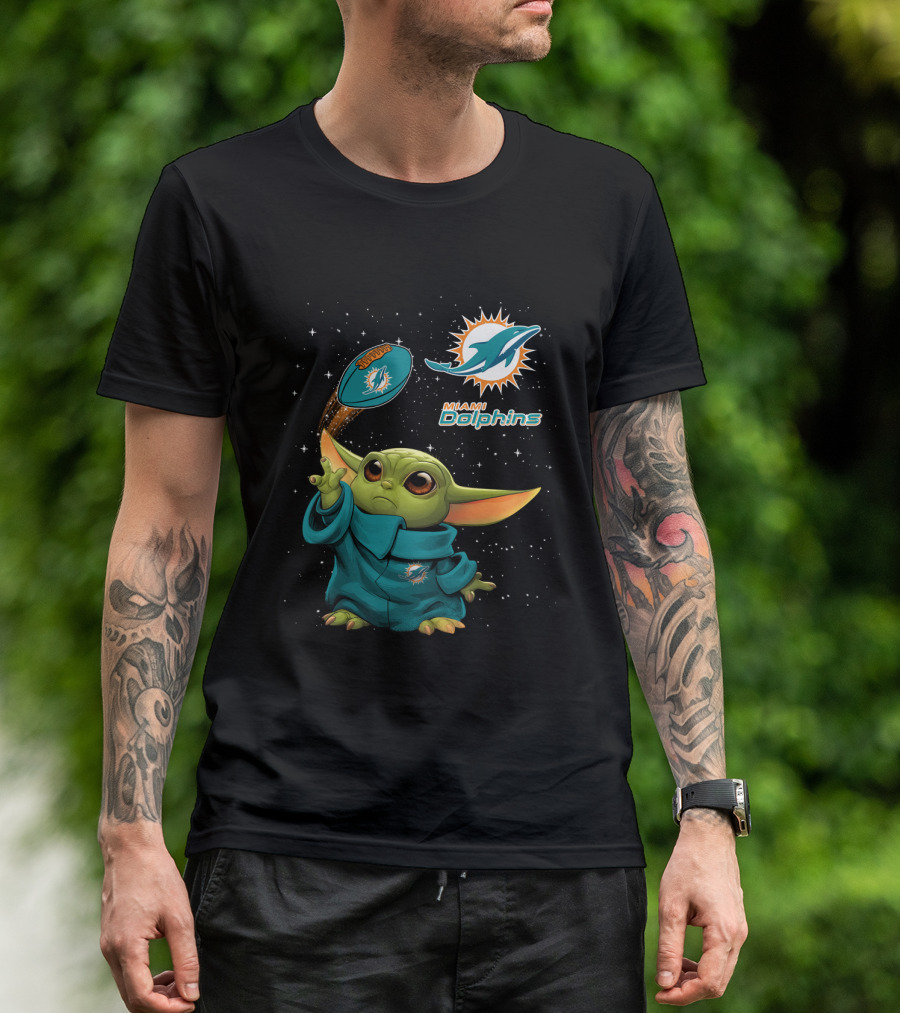 Baby Yoda Miami Dolphins Football Jedi Fan T-Shirt