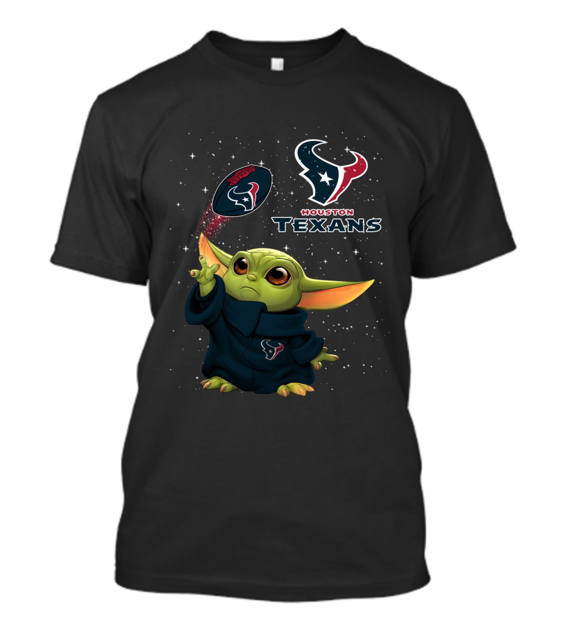 Houston Texans Baby Yoda NFL Football Star Wars Crossover T-Shirt