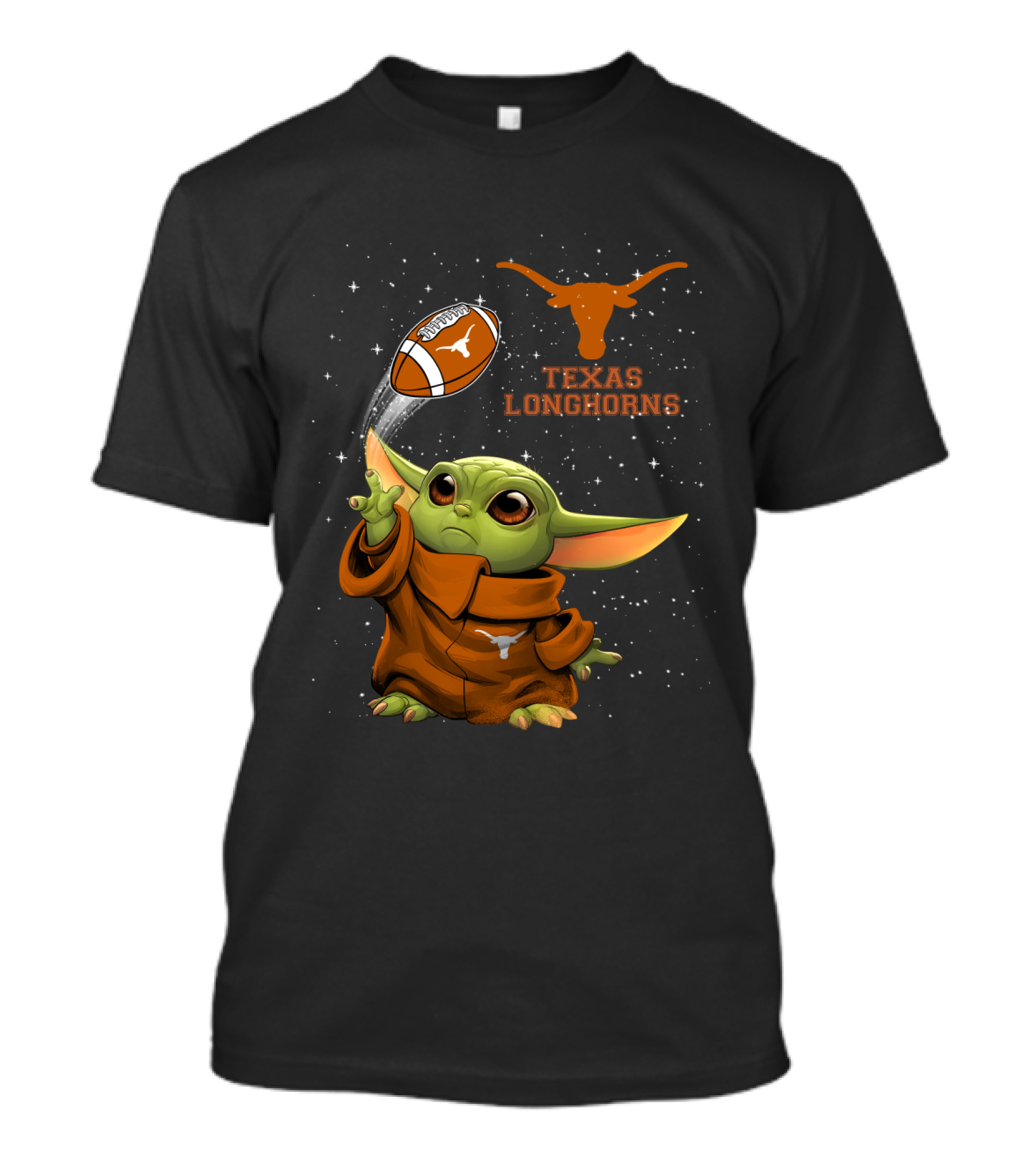 Texas Longhorns Baby Yoda Football T-Shirt