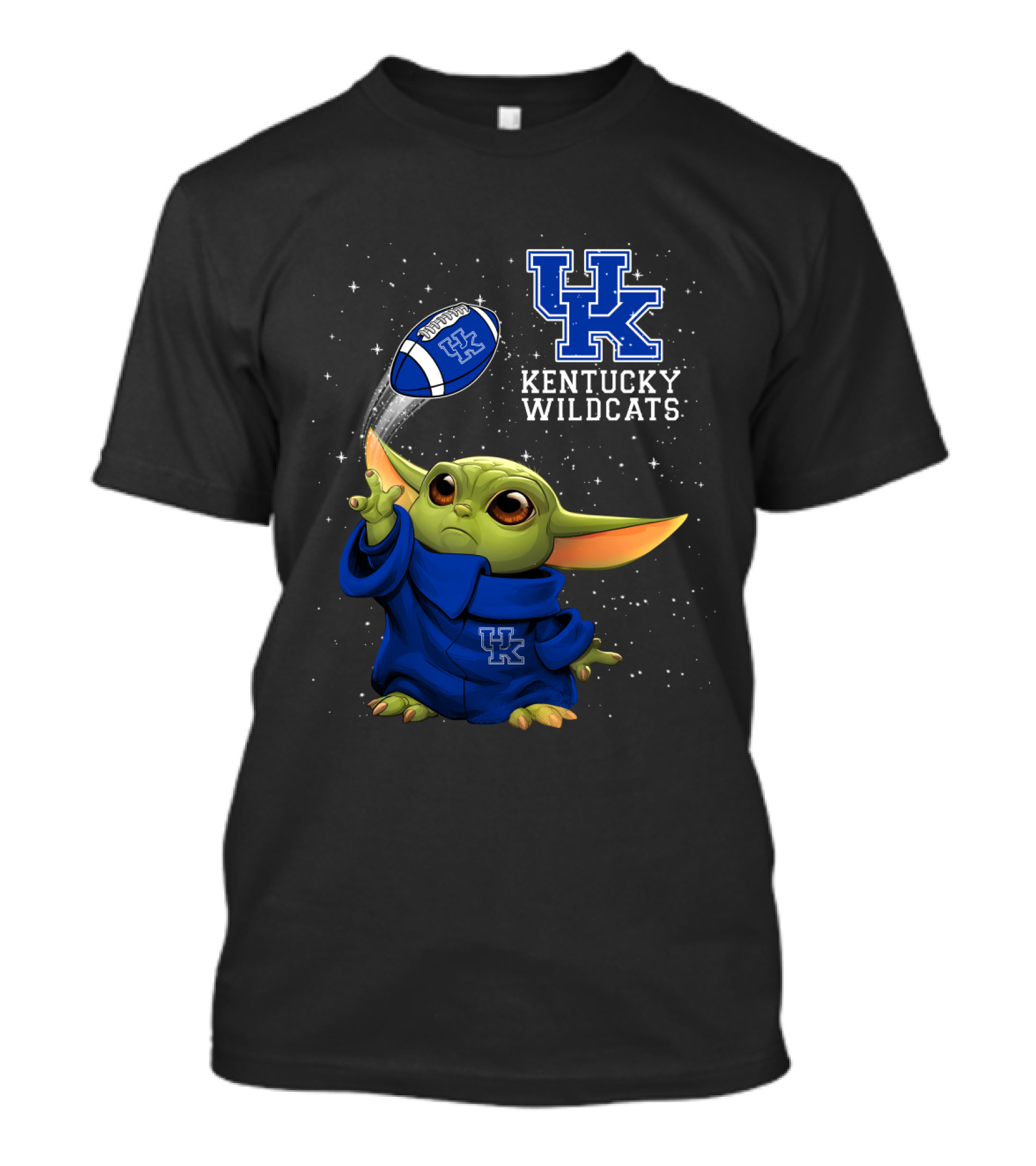 Kentucky Wildcats Baby Yoda Football Throwing Star Wars Crossover T-Shirt