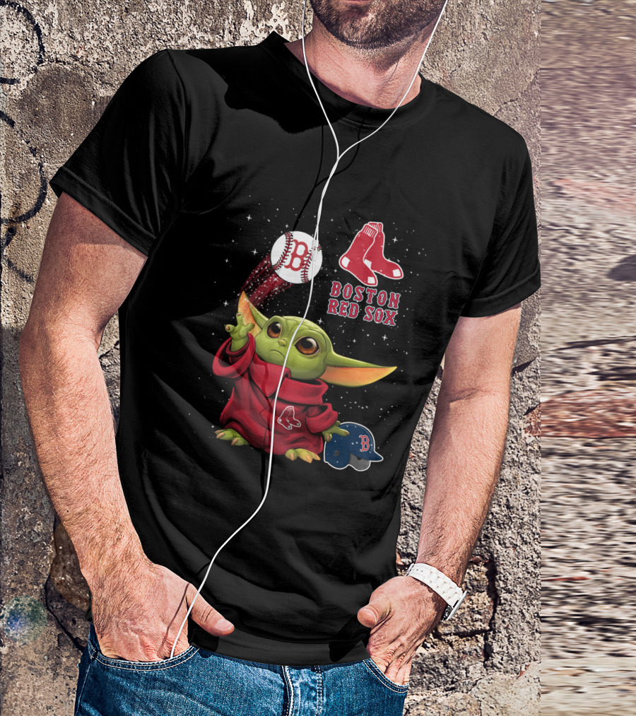 Boston Red Sox Baby Yoda Star Wars Baseball T-Shirt