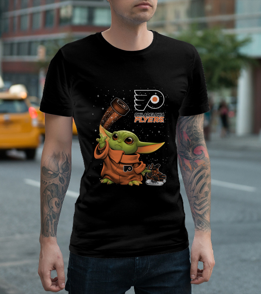 Philadelphia Flyers Baby Yoda Star Wars Hockey Fan T-Shirt