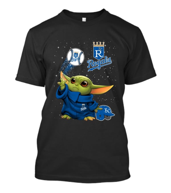 Kc Royals Starry Baseball Throw With Green Character In Blue Robe T-Shirt