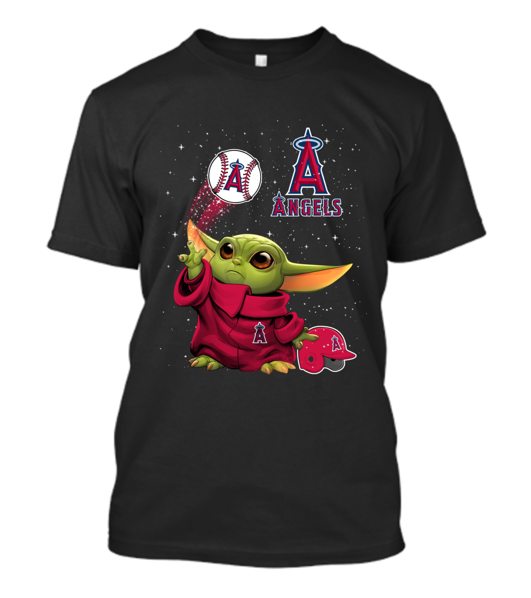 Los Angeles Angels Baseball Themed Character With Helmet And Ball T-Shirt