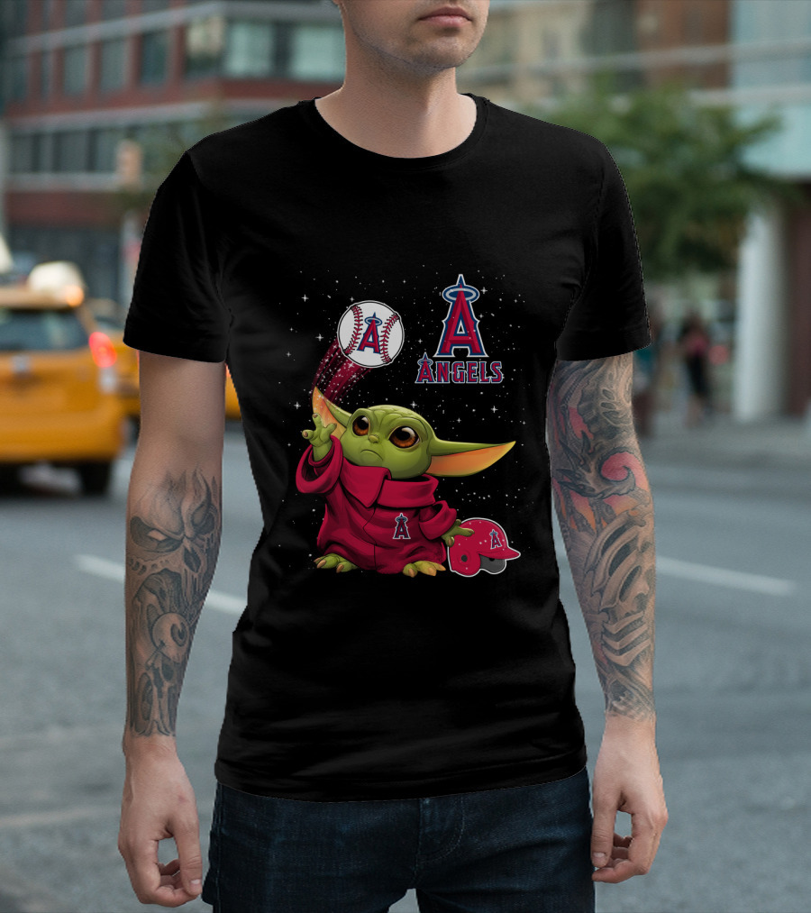 Los Angeles Angels Baseball Themed Character With Helmet And Ball T-Shirt