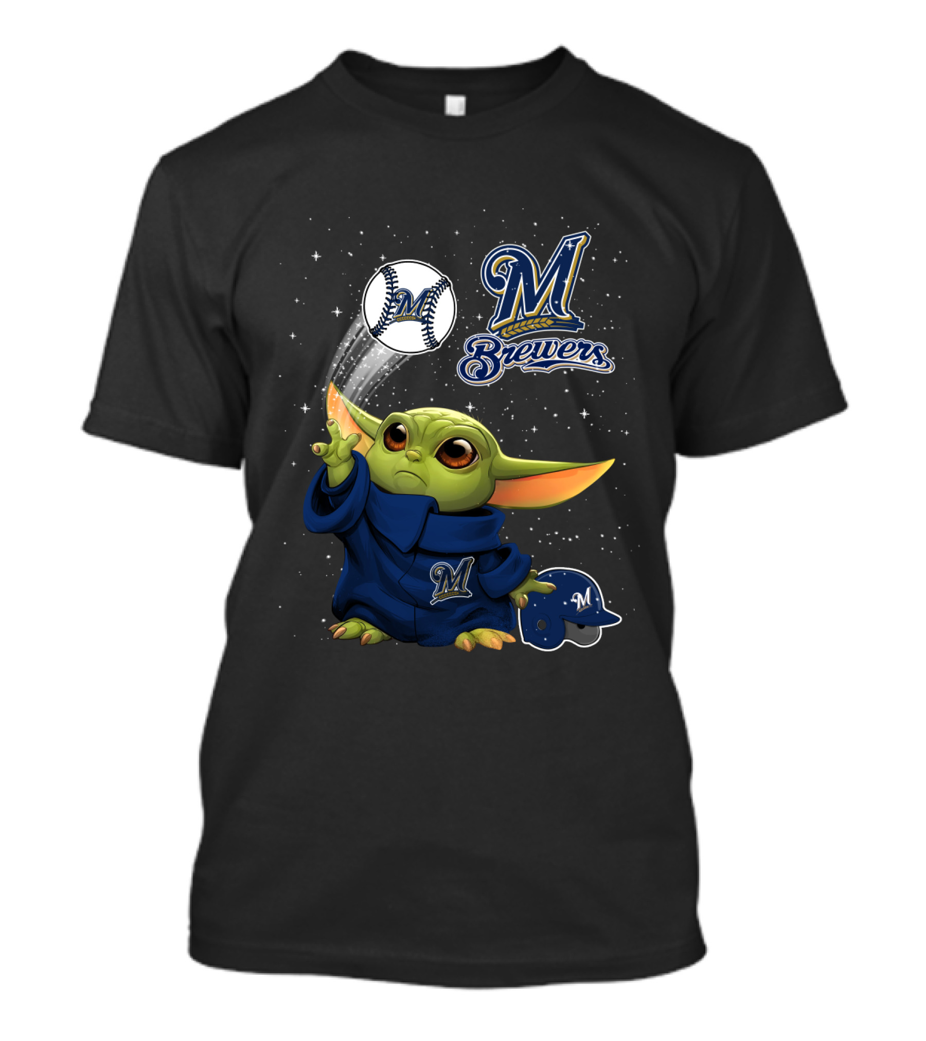 Milwaukee Brewers Baseball Star Creature With Helmet And Ball T-Shirt