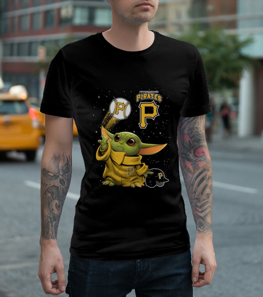 Pittsburgh Pirates Baseball And Adorable Green Character In Yellow Outfit T-Shirt