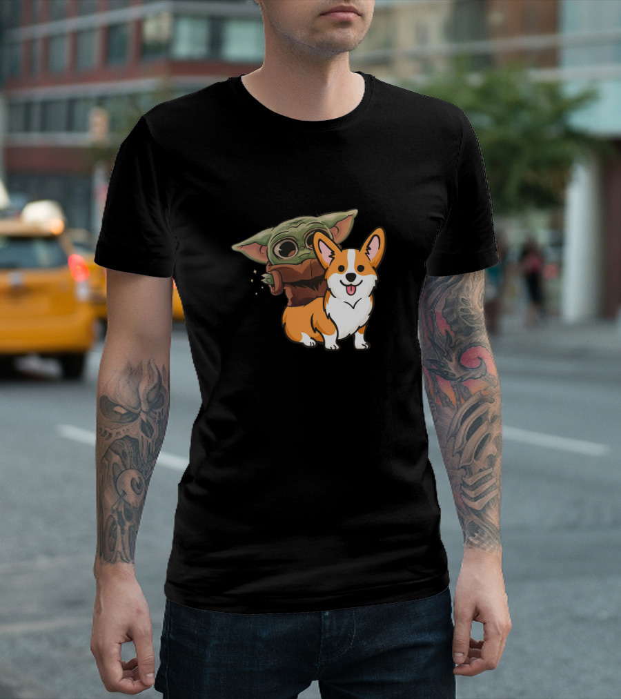 Corgi And Baby Alien Character T-Shirt