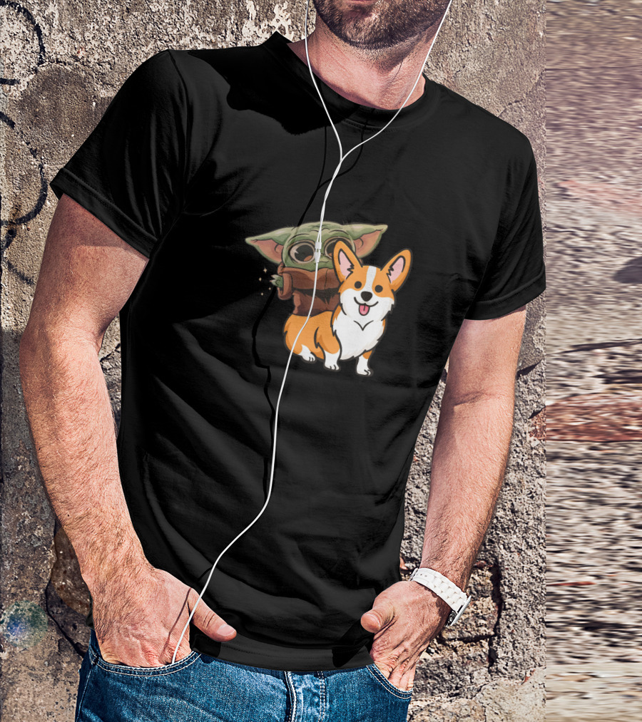 Corgi And Baby Alien Character T-Shirt