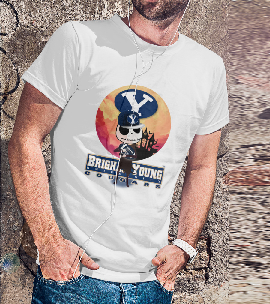 Brigham Young University Cougars Skeleton Halloween Football T-Shirt