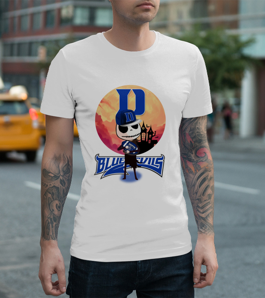 Duke Blue Devils Skeleton Halloween Scene T-Shirt