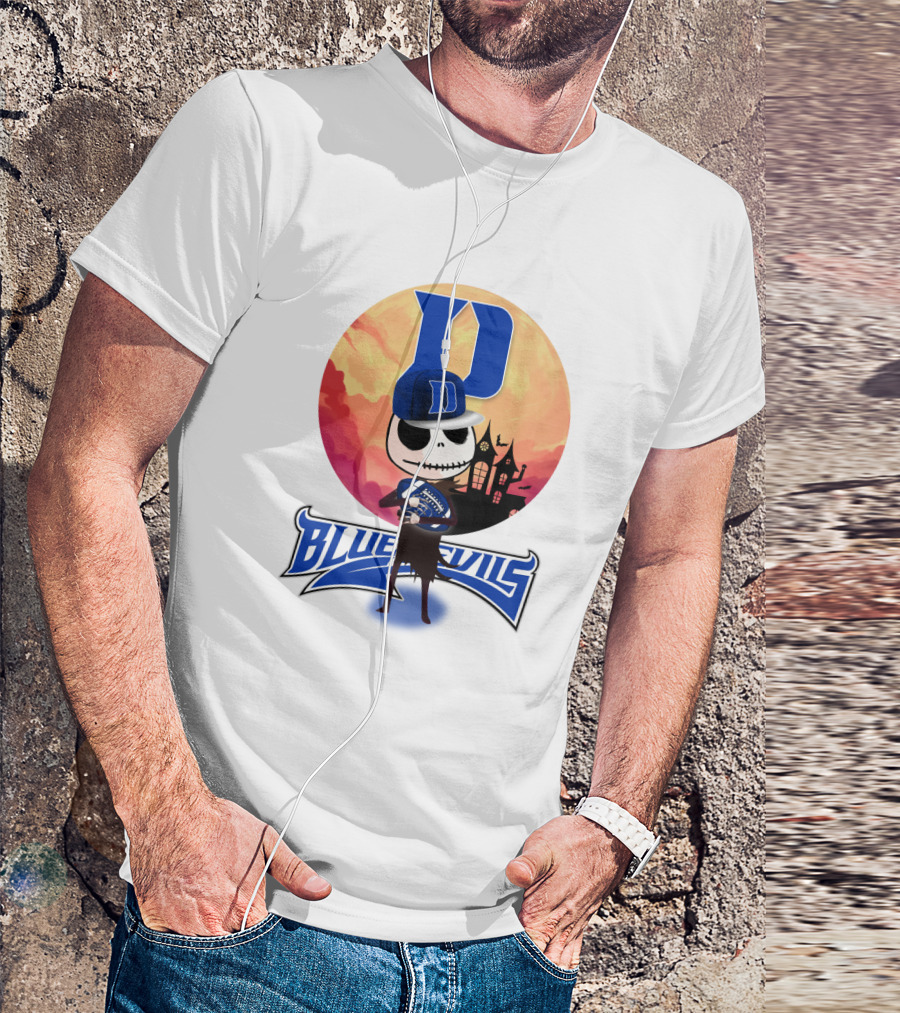 Duke Blue Devils Skeleton Halloween Scene T-Shirt