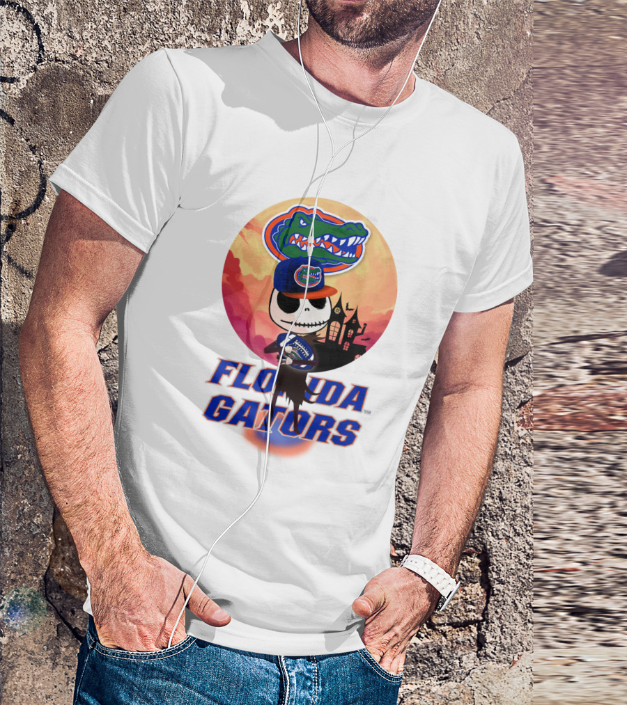 Florida Gators Jack Skellington Sunset Scene T-Shirt